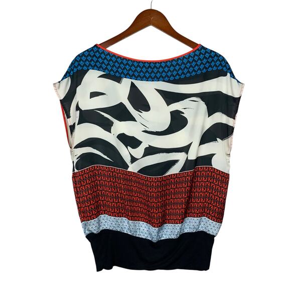 Express Blouse Sleeveless Mixed Pattern Top Art To Wear Women's M - Picture 6 of 6